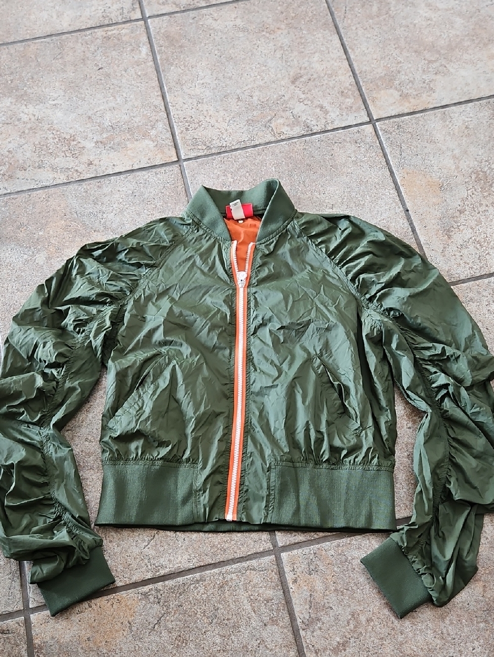 Hunter Olive Green Jacket with Bright Orange Lining